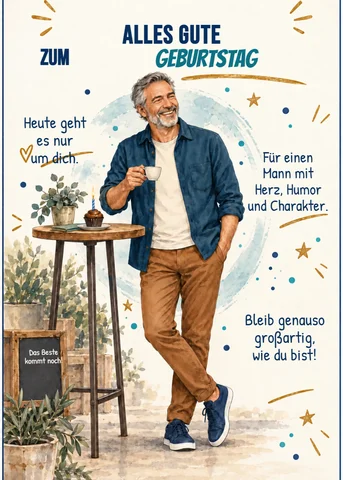 Im Kartenstudio gestaltete Geburtstagskarte