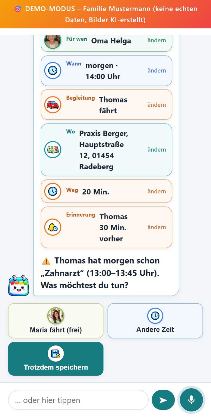 Thomas hat morgen schon einen Zahnarzttermin – Vorschlag: Maria fährt (frei)
